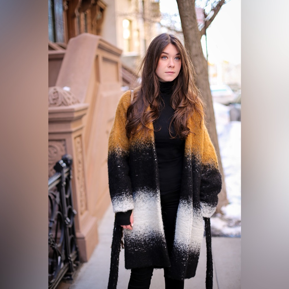 Dip-dyed ombré mohair blend coat from the Derek Lam 10 Crosby